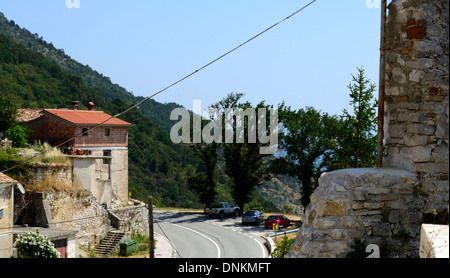 Plomin Istria Croatia old fisherman village details old and new walls Stock Photo