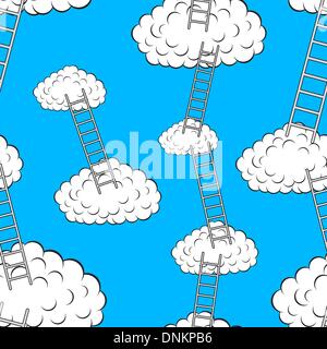 Clouds with stairs, seamless wallpaper, vector illustration Stock Vector