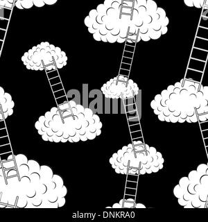 Clouds with stairs, seamless wallpaper, vector illustration Stock Vector