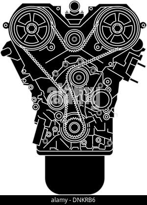 Internal combustion engine, as seen from in front. Vector illustration. Stock Vector