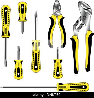 vector set of different tools over white background Stock Vector