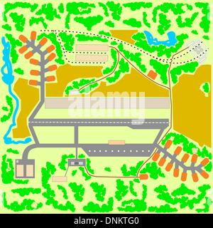 Airport map scheme with the adjacent territory. Stock Vector