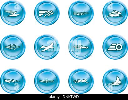 A conceptual icon set relating to speed, being fast, and or efficient. Stock Vector