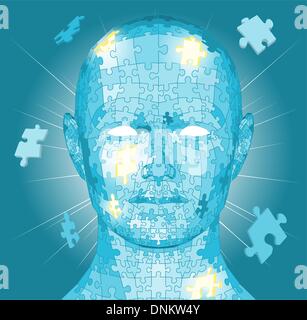 Jigsaw puzzle pieces forming a human head. Conceptual piece Stock Vector