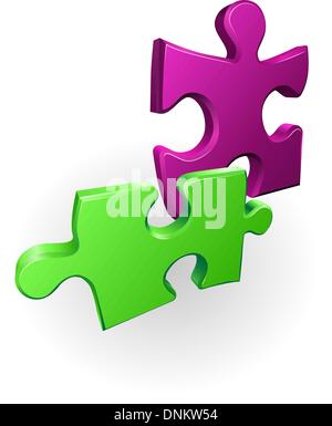 Illustration of two jigsaw puzzle pieces Stock Vector