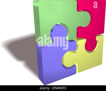 An illustration of a completed jigsaw puzzle icon Stock Vector