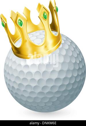 King of golf concept, a golf ball wearing a gold crown Stock Vector