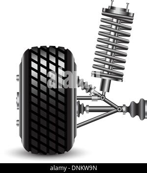 Front car suspension, frontal view. Vector Illustration Stock Vector