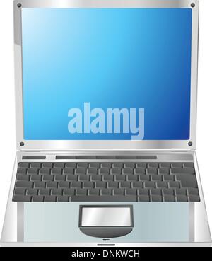 Illustration of an open laptop from straight on. Copy-space on screen for anything you like Stock Vector
