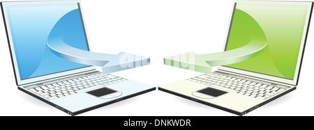 Laptops communicating via wireless technology concept Stock Vector
