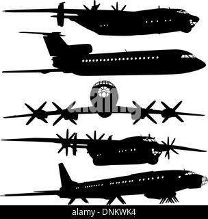 Collection of different airplane silhouettes.  vector illustration for designers Stock Vector