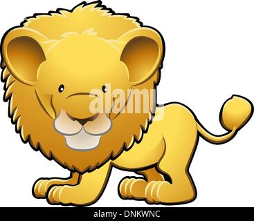 A vector illustration of a cute lion Stock Vector