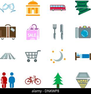 Icon set relating to city or location information for tourist web sites or maps etc. Stock Vector