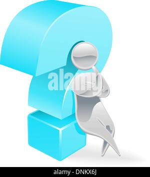 Metallic cartoon mascot character question mark concept Stock Vector
