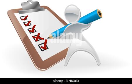 Metallic cartoon mascot character survey feedback concept Stock Vector