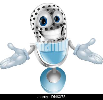 A cute cartoon microphone mascot character illustration Stock Vector