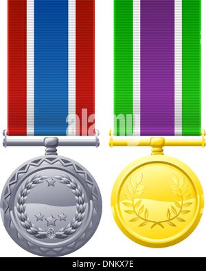 A illustration of two military style medals or decorations Stock Vector