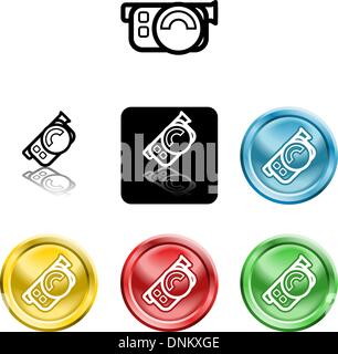 Several versions of an icon symbol of a stylised movie camera Stock Vector