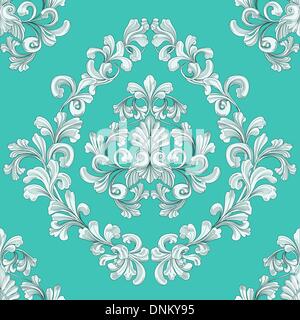 retro seamless tiling floral wallpaper pattern reminiscent of floral victorian designs inspired by greek and roman ornament Stock Vector