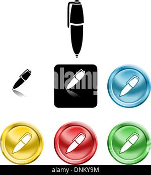 Several versions of an icon symbol of a stylised pen Stock Vector