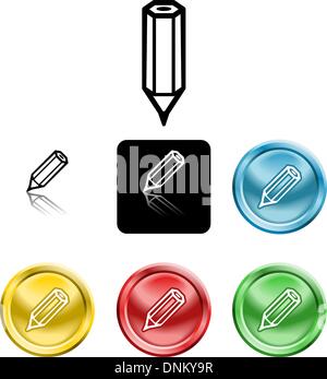 Several versions of an icon symbol of a stylised pencil Stock Vector