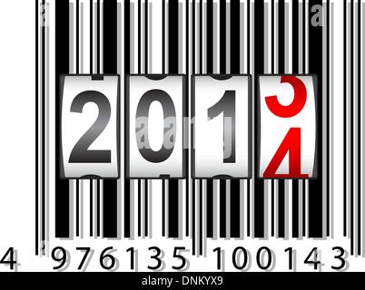 2014 New Year counter, barcode, vector. Stock Vector
