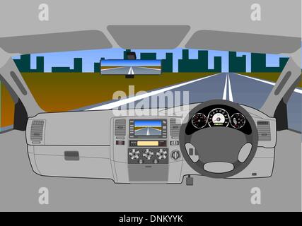 The car without a driver on the road. Stock Vector