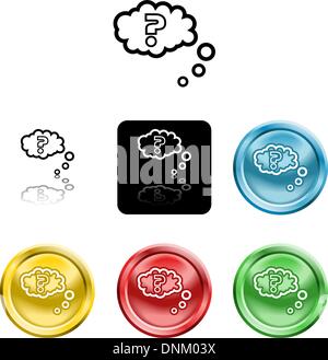 Several versions of an icon symbol of a stylised question mark in thought bubble Stock Vector