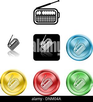 Several versions of an icon symbol of a stylised radio Stock Vector