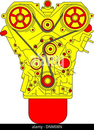 engine, as seen from in front. Vector illustration. Stock Vector