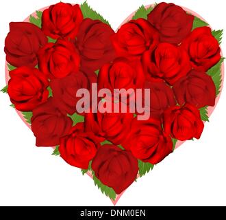 Illustrations of beautiful red roses in heart shaped arrangement Stock ...