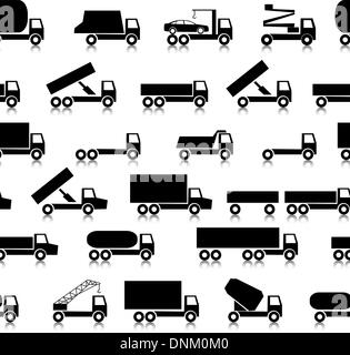 Freight cargo transport icons seamless patterns in flat design style ...