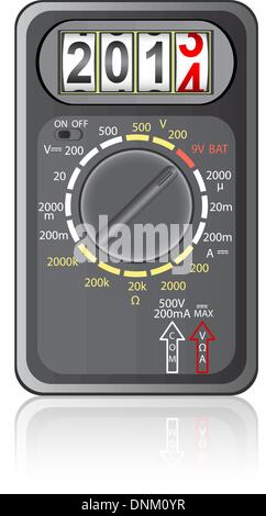 2014 New Year Multimeter  on a white background, vector. Stock Vector