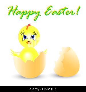 easter holiday illustration with chicken Sits in egg Stock Vector