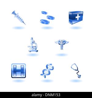 A set of shiny glossy medical icons Stock Vector