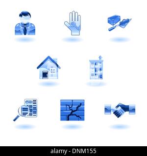 A set of shiny glossy real estate icons Stock Vector