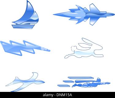A conceptual icon set relating to speed, being fast, and or efficient. Stock Vector