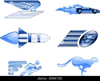 A conceptual icon set relating to speed, being fast, and or efficient. Stock Vector