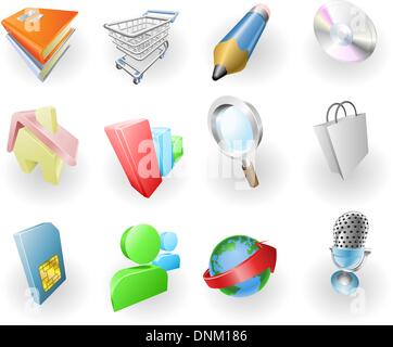 A set of silver steel or aluminium shiny glossy metal metallic internet application icon set series. Stock Vector