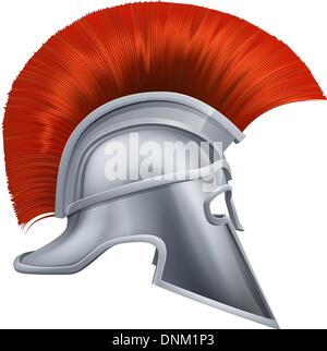 Illustration of side on Spartan helmet or Trojan helmet also called a Corinthian helmet. Versions also used by the Romans. Stock Vector