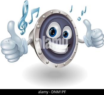 Illustration of a cool music audio speaker character doing a double thumbs up Stock Vector