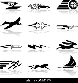 A conceptual icon set relating to speed, being fast, and or efficient. Stock Vector