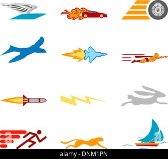 A conceptual icon set relating to speed, being fast, and or efficient. Stock Vector