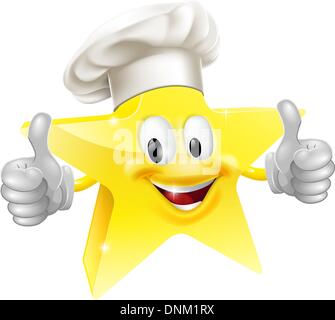 Illustration of a star mascot in a chef or baker's hat, concept for best chef or similar Stock Vector