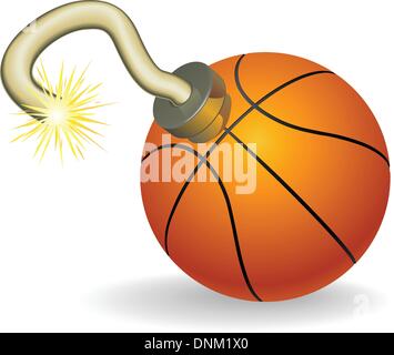 Time bomb in shape of basketball concept. Represents countdown to explosive event or ongoing basketball crisis Stock Vector