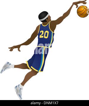 An illustration of Basketball player dunking a ball Stock Vector