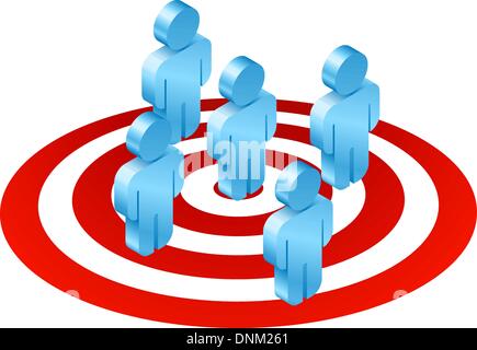 Illustration of blue men standing on red target Stock Vector