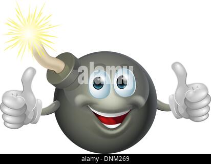 Drawing of a cartoon cherry bomb man smiling and giving a double thumbs up Stock Vector