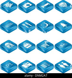 Icon set relating to city or location information for tourist web sites or maps etc. Stock Vector