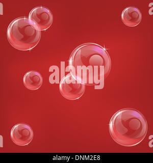 A seamlessly tiling red transparent bubble background Stock Vector